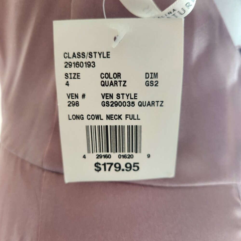 Galina Signature Pink Quartz Satin Long Cowl Neck Dress Size 4 NWT - Picture 5 of 9